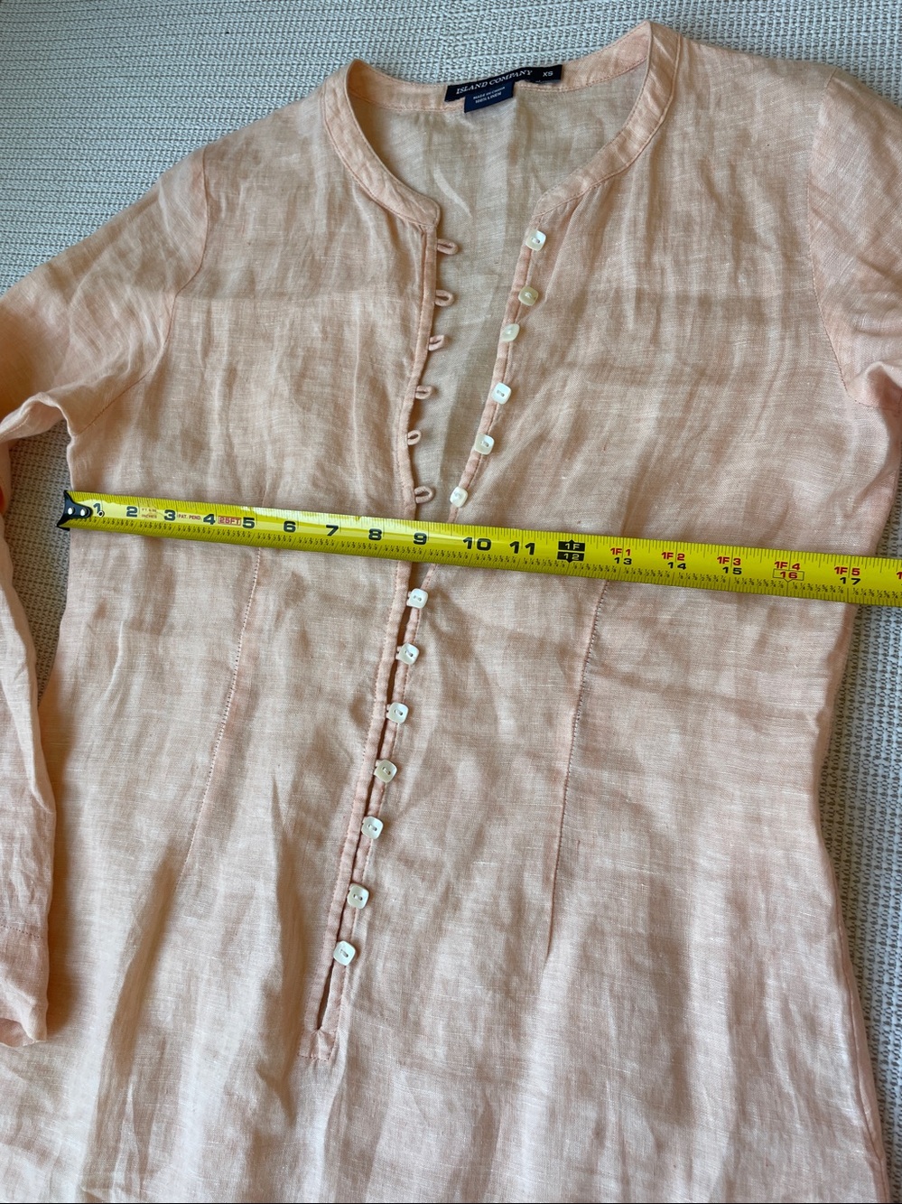 100% Linen, Peach Long-Sleeve Maxi Dress - Picture 6 of 7